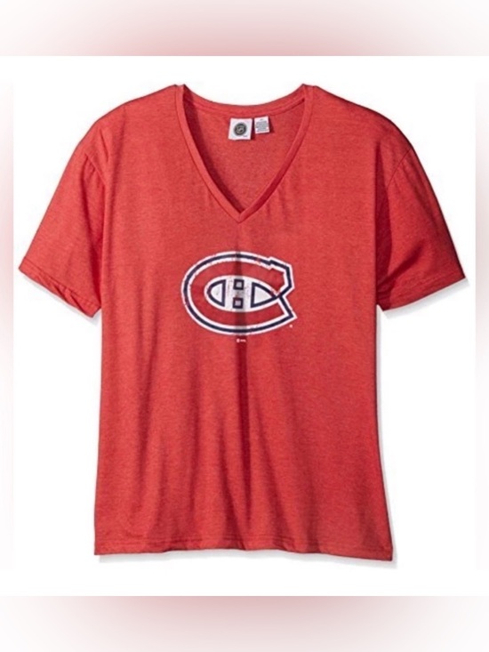 NHL Tops - NWT [NHL] Montreal Canadians NHL Hockey Short Sleeve Heather V-Neck Women’s 2X